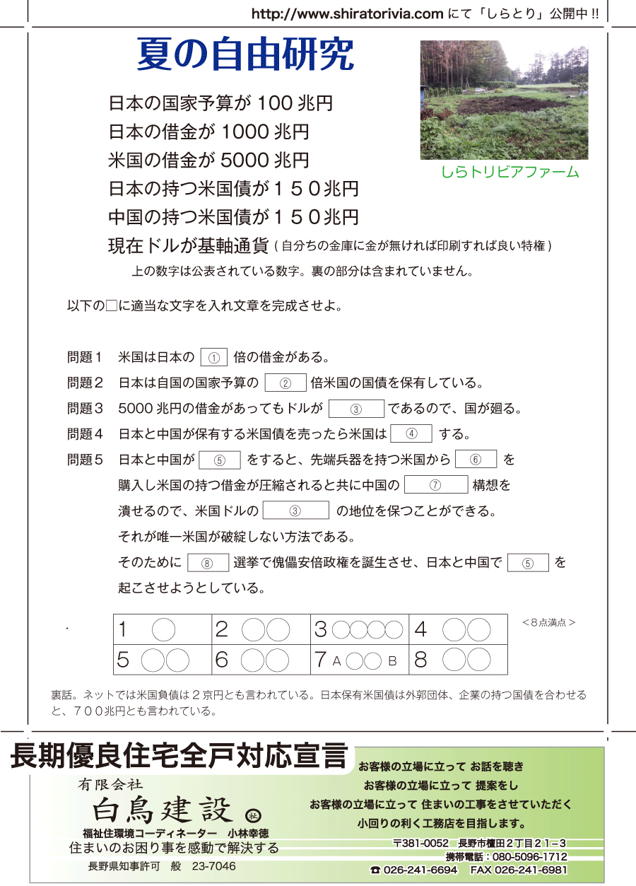 しらとリビア　白鳥建設ニュースレター　112号　No3