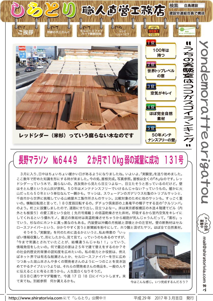 しらとリビア　白鳥建設ニュースレター　131号　No1