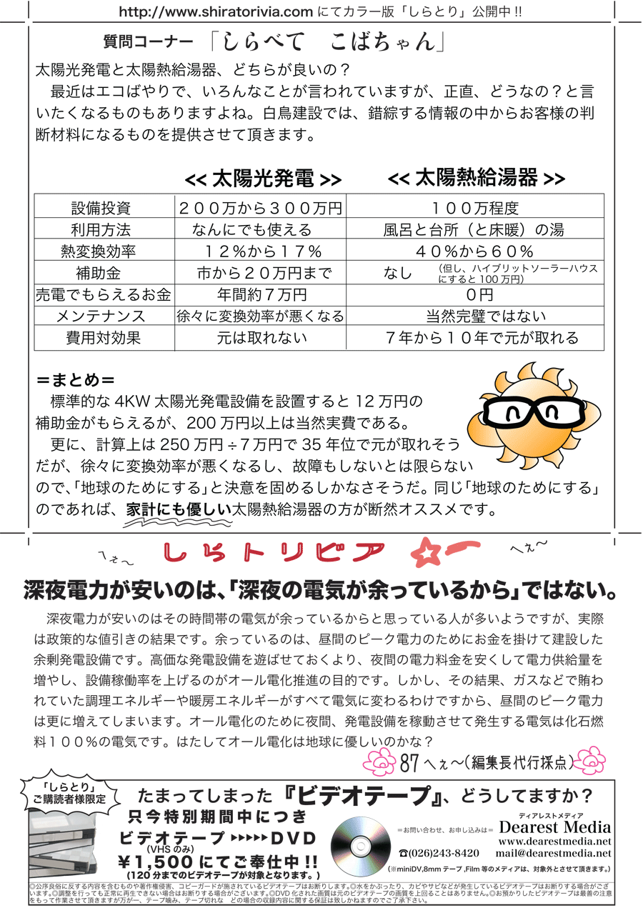 しらとリビア　白鳥建設ニュースレター　30号　No2